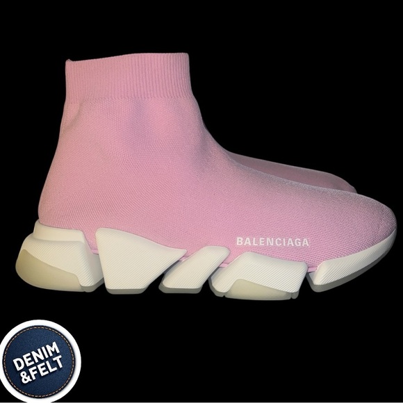 Balenciaga Speed 2.0 Recycled Knit Sneakers in Light Pink Polyester | NEW/NIB - Picture 9 of 16